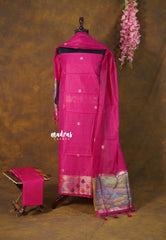 Amitha – Fuchsia Pink Premium Munga Cotton Salwar Suit with Zari Weaving Border - Perfect for Functions Wear