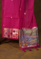 Amitha – Fuchsia Pink Premium Munga Cotton Salwar Suit with Zari Weaving Border - Perfect for Functions Wear
