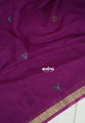 Magenta Purple - 120 Count Premium Linen Saree with Jute Weaving Pallu - Perfect for Office Wear