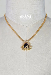 Premium 1 Gram Gold polish AD Stone Trendy New Design Short Necklace with Heart with Purple Stone