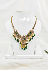 Premium 1 Gram Gold polish AD Stone Trendy New Style Design Choker with Emerald Green Stone