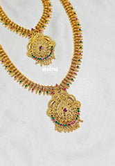 Premium 1 Gram Gold polish AD Stone Trendy Design Haram Set with Earrings