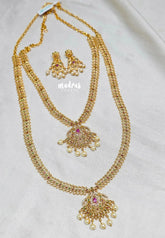 Premium 1 Gram Gold polish AD Stone Trendy Design Haram Set with Earrings