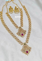 Premium 1 Gram Gold polish AD Stone Trendy Design Haram Set with Earrings