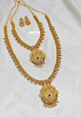 Premium 1 Gram Gold polish AD Stone Trendy Design Haram Set with Earrings
