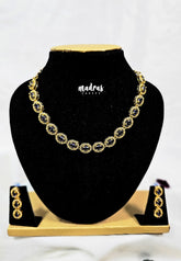 Premium 1 Gram Gold polish AD Stone Trendy Unique Design Purple Stone Necklace with Earrings