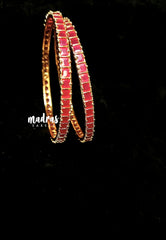 Premium 1 Gram Gold Polish Traditional Bangle with Ruby Stone (Set of 2)