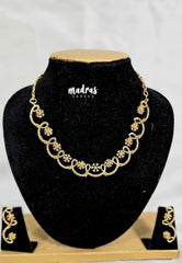 Premium 1 Gram Gold polish AD Stone Trendy Design White Stone Necklace with Earrings
