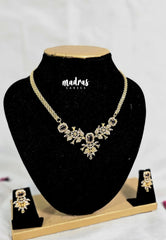 Premium 1 Gram Gold polish AD Stone Trendy Unique Design Necklace with Earrings