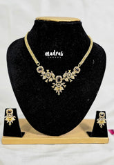 Premium 1 Gram Gold polish AD Stone Trendy Unique Design Necklace with Earrings