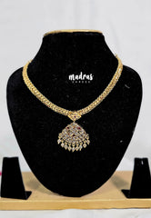 Premium 1 Gram Gold polish AD Stone Trendy New Design Attigai with White and Pink Stone