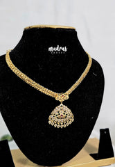 Premium 1 Gram Gold polish AD Stone Trendy New Design Attigai with White, Green and Pink Stone