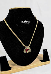 Premium 1 Gram Gold polish AD Stone Trendy New Design Short Necklace with Heart with Ruby Stone