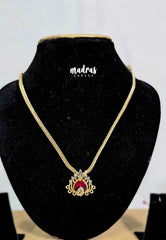 Premium 1 Gram Gold polish AD Stone Trendy New Design Short Necklace with Heart with Ruby Stone