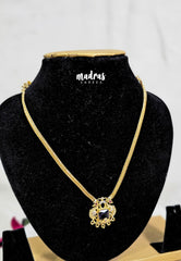 Premium 1 Gram Gold polish AD Stone Trendy New Design Short Necklace with Peacock with Purple Stone