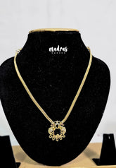 Premium 1 Gram Gold polish AD Stone Trendy New Design Short Necklace with Peacock with Purple Stone