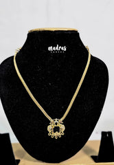 Premium 1 Gram Gold polish AD Stone Trendy New Design Short Necklace with Peacock with Purple Stone