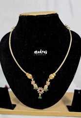 Premium 1 Gram Gold polish AD Stone Trendy New Style Floral Pendant Necklace