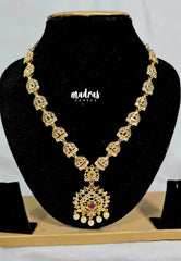 Premium 1 Gram Gold polish AD Stone Trendy Design Necklace with Beads