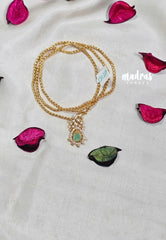 Premium 1 Gram Gold polish AD Stone Trendy Pendant with Light Green Stone Long Chain