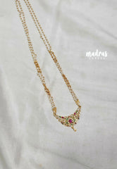Premium 1 Gram Gold polish AD Stone Trendy Green,Pink and White Stone Pendtant Pearl Mala
