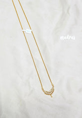 Premium 1 Gram Gold polish AD Stone Trendy Pendant with White,Pink and Green Stone Long Chain