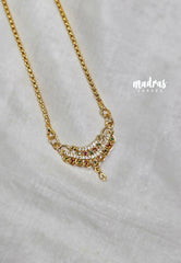 Premium 1 Gram Gold polish AD Stone Trendy Pendant with White,Pink and Green Stone Long Chain