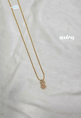 Premium 1 Gram Gold polish AD Stone Trendy Pendant with Baby Pink Stone Long Chain