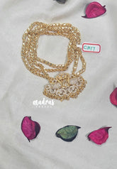 Premium 1 Gram Gold polish AD Stone Trendy 30" Long Chain White Stone Peacock Pendtant