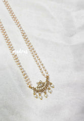 Premium 1 Gram Gold polish Trendy Layered Chain with White Beads and White Stone Pendant