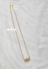Premium 1 Gram Gold polish Trendy Layered Chain with White Beads and White Stone Pendant