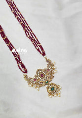 Premium 1 Gram Gold polish Trendy Stylish Crystal Layered Long Chain - Maroon