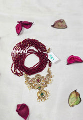 Premium 1 Gram Gold polish Trendy Stylish Crystal Layered Long Chain - Maroon