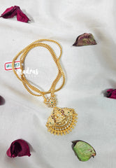 Premium 1 Gram Gold polish AD Stone Trendy Lakshmi Pendant Long Chain