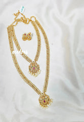 Premium 1 Gram Gold polish AD Stone Trendy Design Haram Set with Earrings