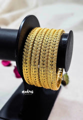 Premium 1 Gram Gold Polish Traditional Bangle with New Leaf Design Size 2.8 (Set of 4)