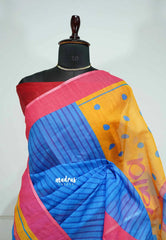 Vibrant blue - Nadhiya Mam Inspired Soft Linen Cotton Saree