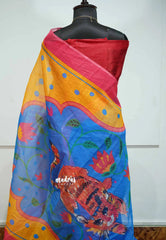 Vibrant blue - Nadhiya Mam Inspired Soft Linen Cotton Saree