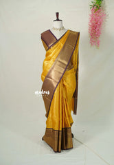 Golden Yellow - Ahaana - Semi Silk Zari Weaving Body with Big Traditional Border - Best for Wedding Functions