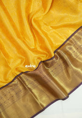 Golden Yellow - Ahaana - Semi Silk Zari Weaving Body with Big Traditional Border - Best for Wedding Functions