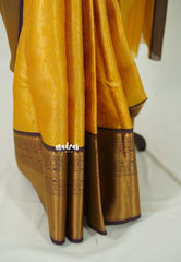 Golden Yellow - Ahaana - Semi Silk Zari Weaving Body with Big Traditional Border - Best for Wedding Functions