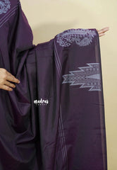 Jamun Purple - Ahimsa - 100 count Pure mercerized silk cotton border with temple and mango border