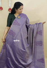 Dualshade Lavender - Ahimsa - 100 count Pure mercerized silk cotton border with temple and mango border