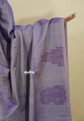 Dualshade Lavender - Ahimsa - 120 count Pure mercerized silk cotton border with temple and mango border