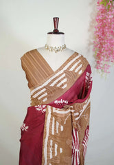 Beet Pink - Ahimsa Silk with Bagru Handblock Saree | Best for Regular Wear | Casual Wear