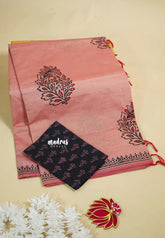 Peach - Ambigai polycotton with contrast blouse combo