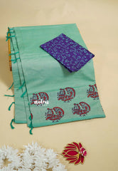 Mint Green - Ambigai polycotton with contrast blouse combo