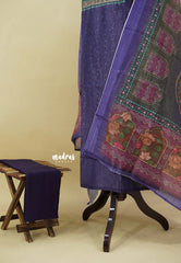 Amitha – Violet Purple Semi silk salwar suit with mural digital printed dupatta cotton bottom