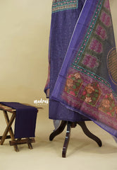 Amitha – Violet Purple Semi silk salwar suit with mural digital printed dupatta cotton bottom