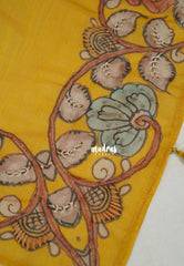Amitha – Mustard Yellow - Premium Soft Linen Salwar Suit with Kalamkari and Kantha Stitched 3 piece set